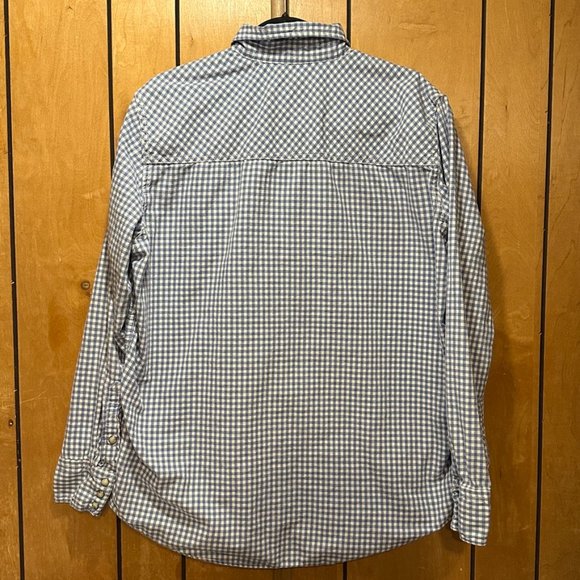 Jeffrey Max Long Sleeve Pearl Snap Buttons Shirt Gingham Light Blue Mens - Picture 3 of 9